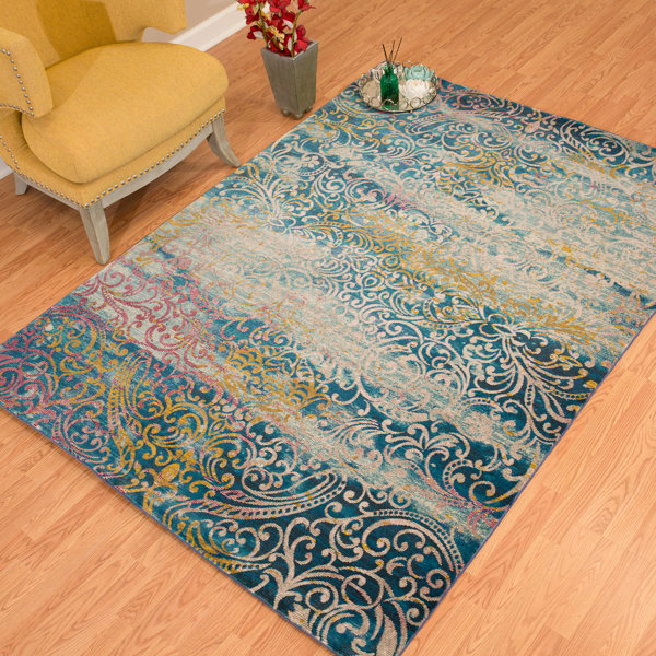 Charlton Home® Afner Blue/Yellow/Pink Rug Wayfair